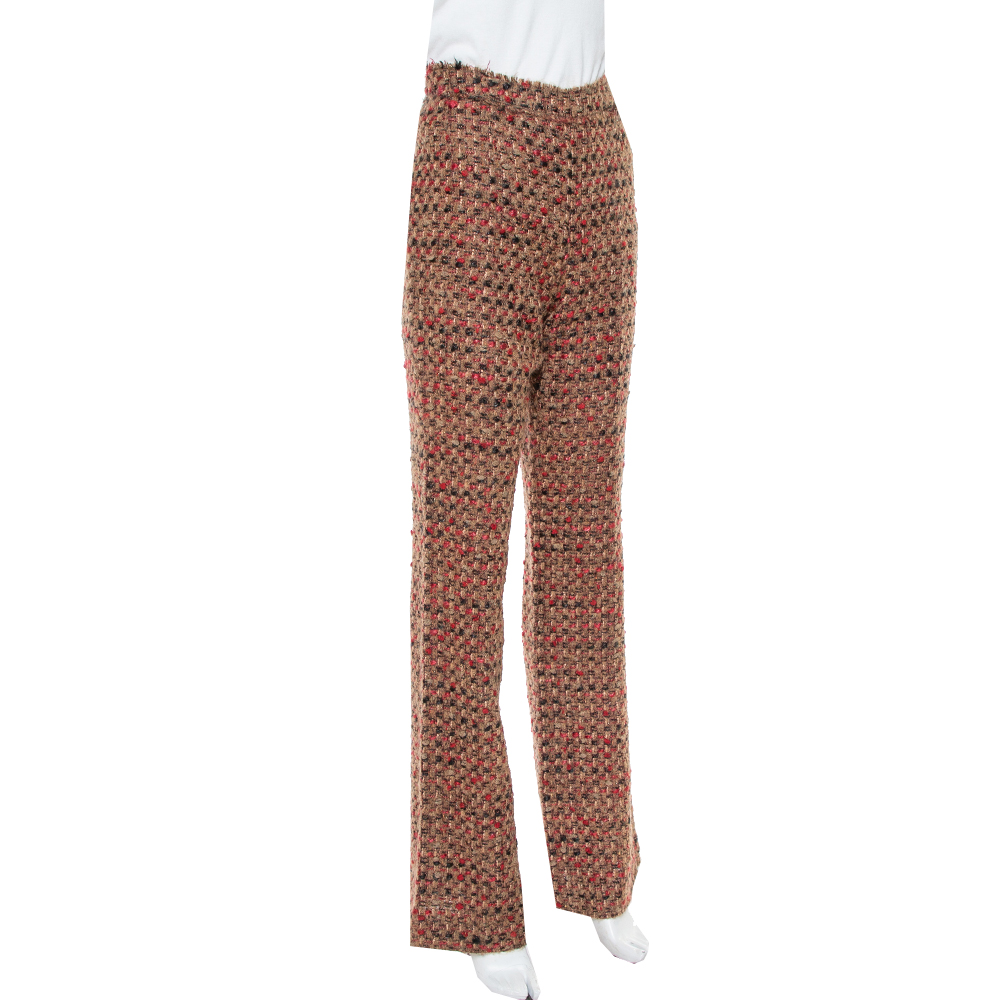 

Dolce & Gabbana Brown Tweed High Rise Flared Trousers