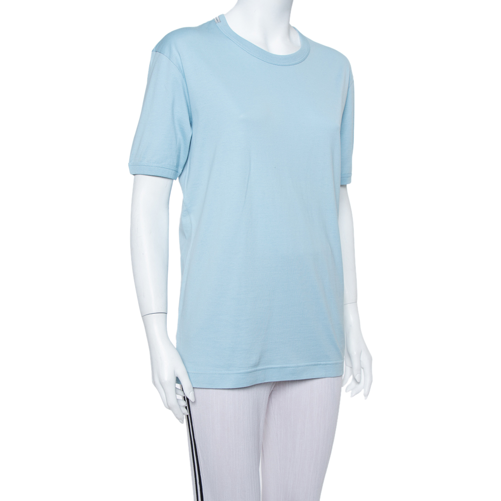 

Dolce & Gabbana Blue Cotton Crewneck T Shirt