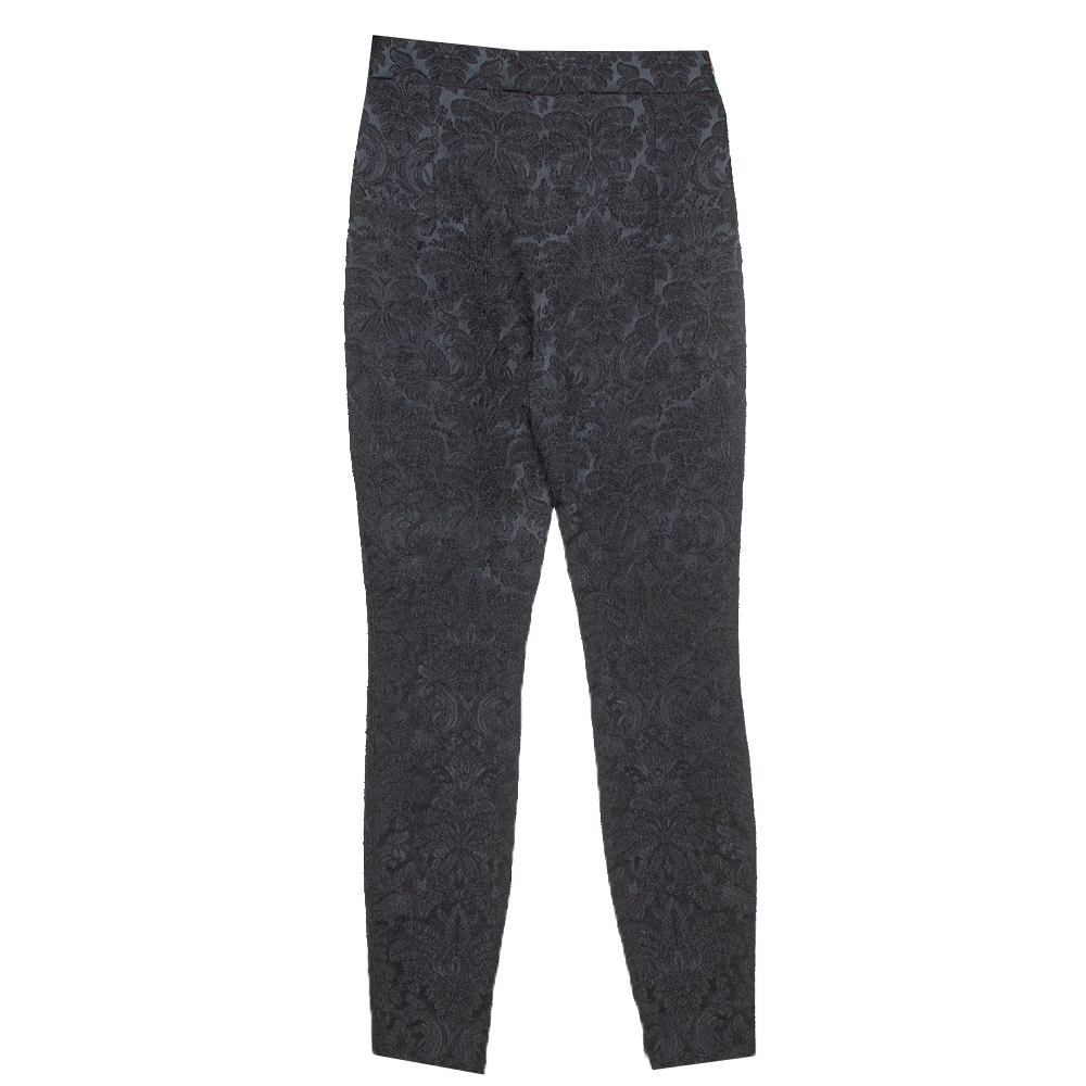 

Dolce & Gabbana Black Floral Jacquard High Waist Cigaratte Trousers