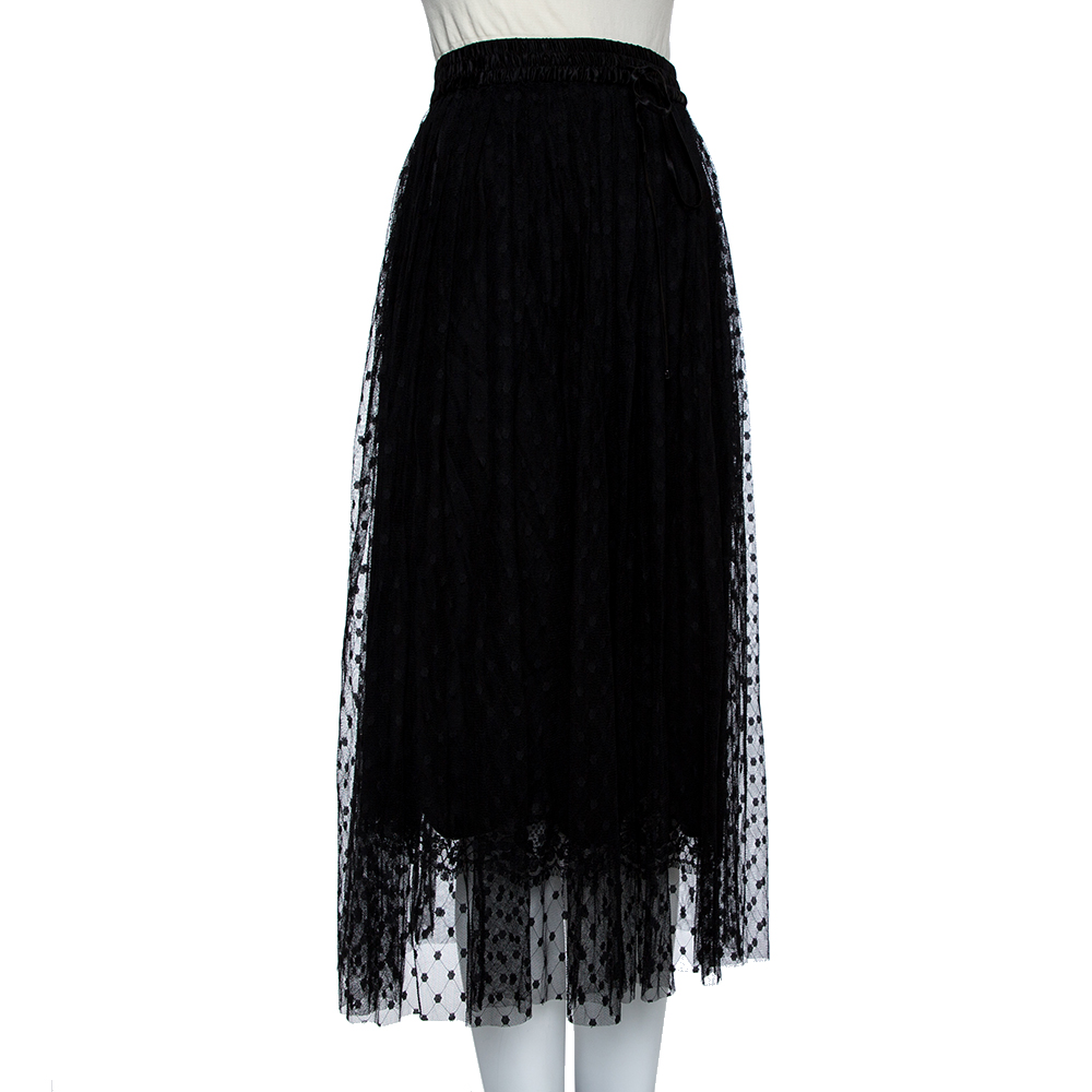 

Dolce & Gabbana Black Tulle Point D'esprit Midi Skirt