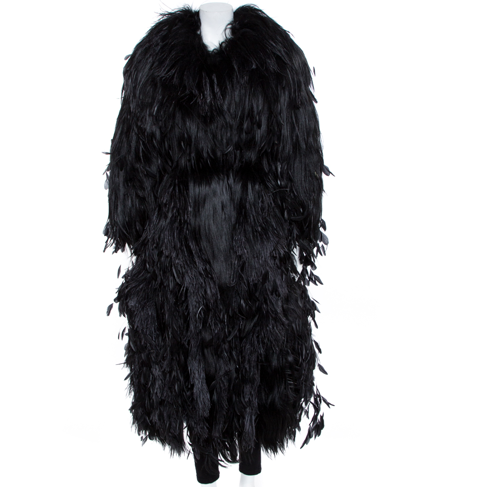 Pre-owned Dolce & Gabbana Black Fur Long Sleeve Maxi Coat M