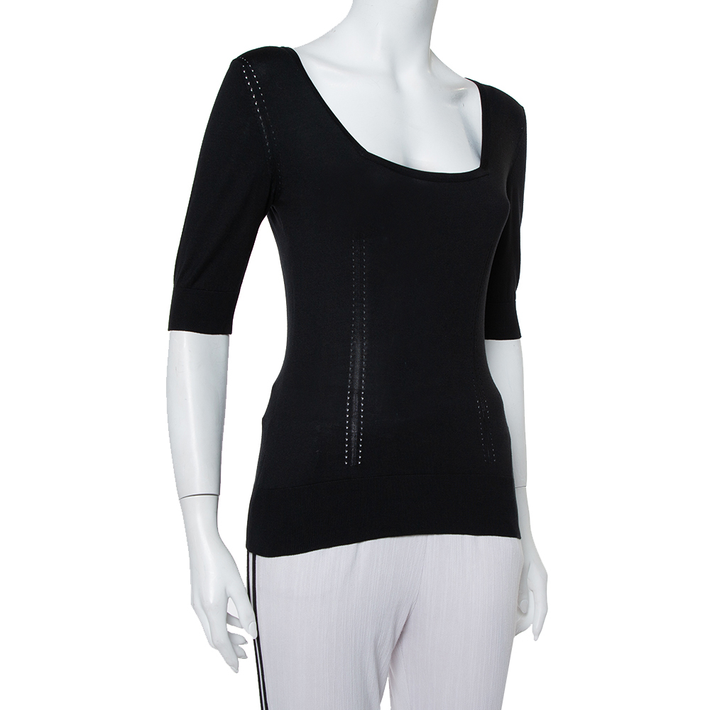 

Dolce and Gabbana Black Silk Knit Top