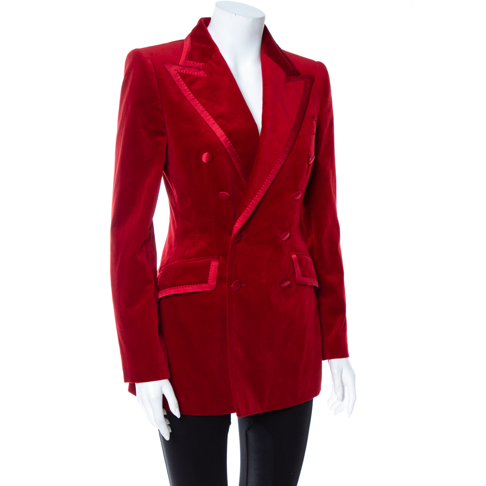 

Dolce & Gabbana Red Velvet Double Breasted Blazer