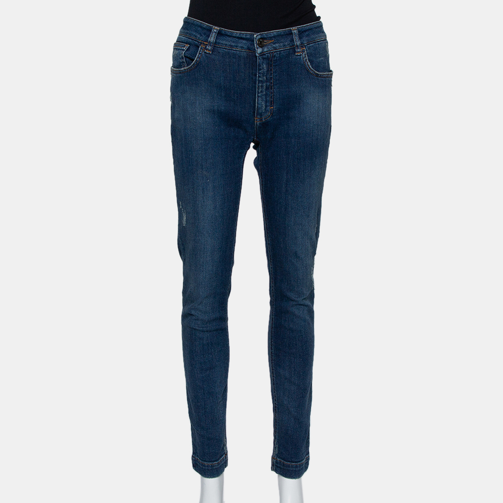 Pre-owned Dolce & Gabbana Blue Denim Skinny Audrey Jeans M In Grey