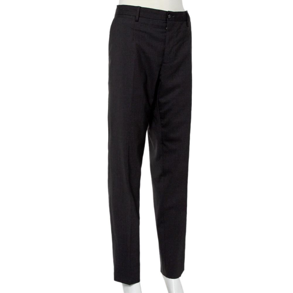 

Dolce & Gabbana Black Wool Tapered Leg Trousers