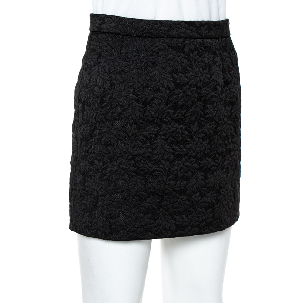 

Dolce & Gabbana Black Floral Jacquard Mini Skirt