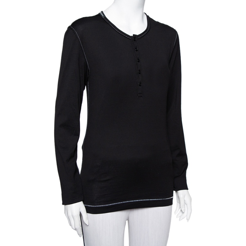 

Dolce & Gabbana Black Cotton Long Sleeve T-Shirt