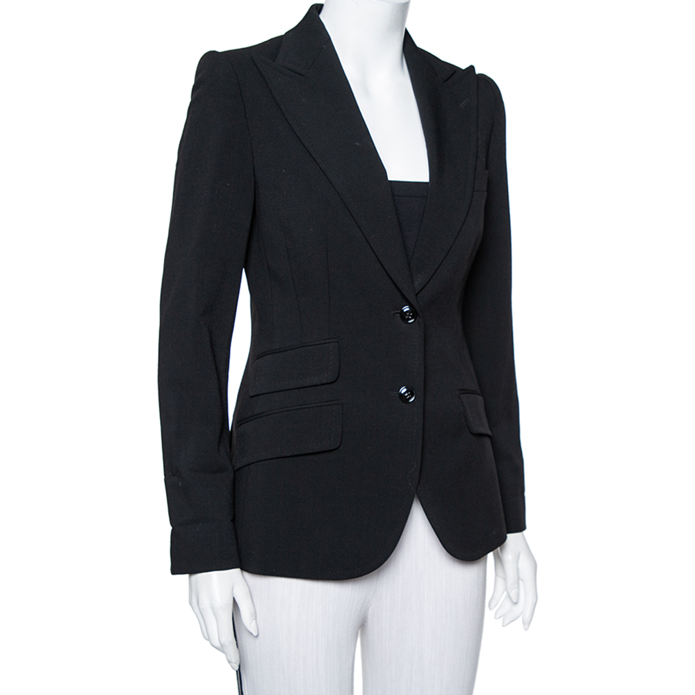

Dolce & Gabbana Black Wool Button Front Blazer