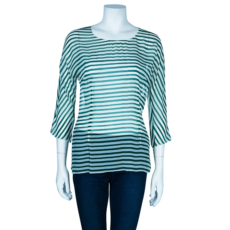 

Dolce & Gabbana Green Striped Silk Top, Multicolor