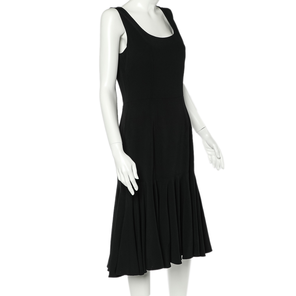 

Dolce & Gabbana Black Crepe Ruffled Hem Sleeveless Midi Dress