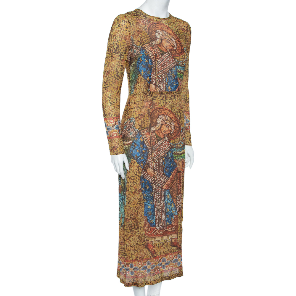 

Dolce & Gabbana Yellow Byzantine Mosaic Printed Silk Maxi Dress