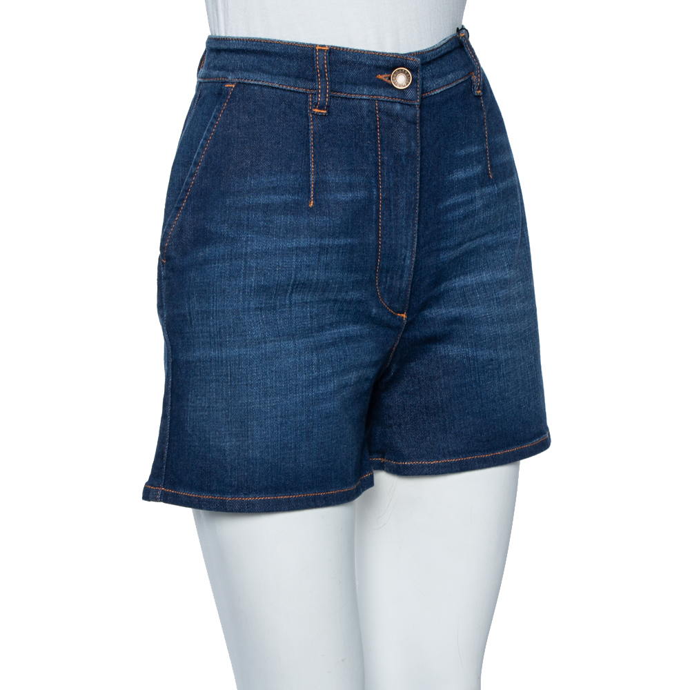 

Dolce & Gabbana Navy Blue Cotton High Waist Shorts