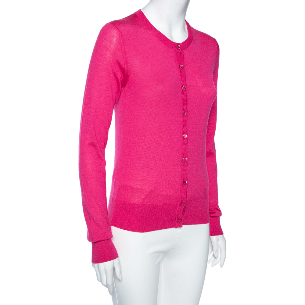 

Dolce & Gabbana Pink Cashmere Silk Button Front Cardigan