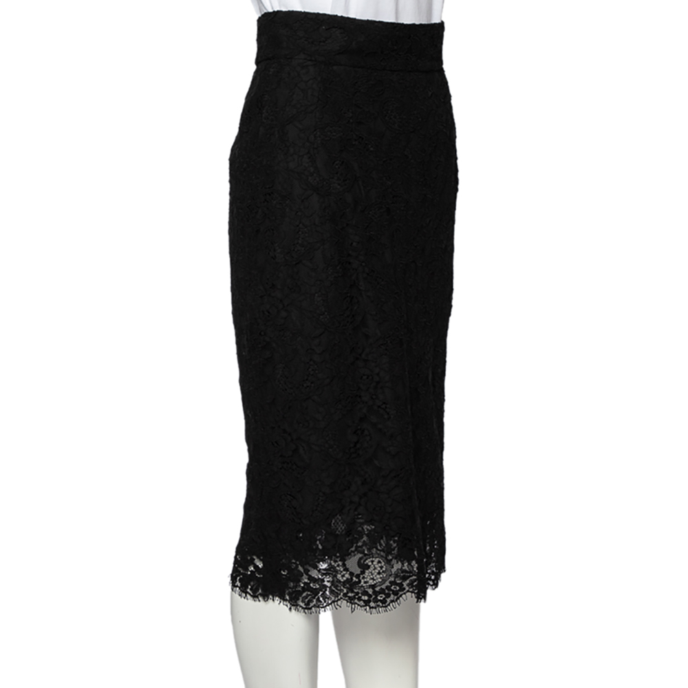 

Dolce & Gabbana Black Lace Knee Length Skirt