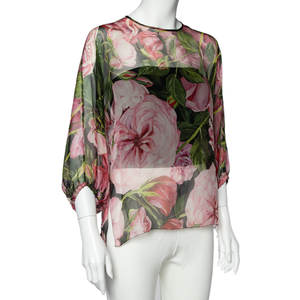 

Dolce & Gabbana Multicolor Floral Printed Silk Top