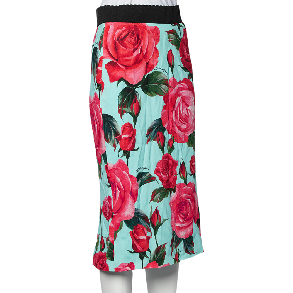 

Dolce & Gabbana Multicolor Floral Printed Crepe Midi Skirt