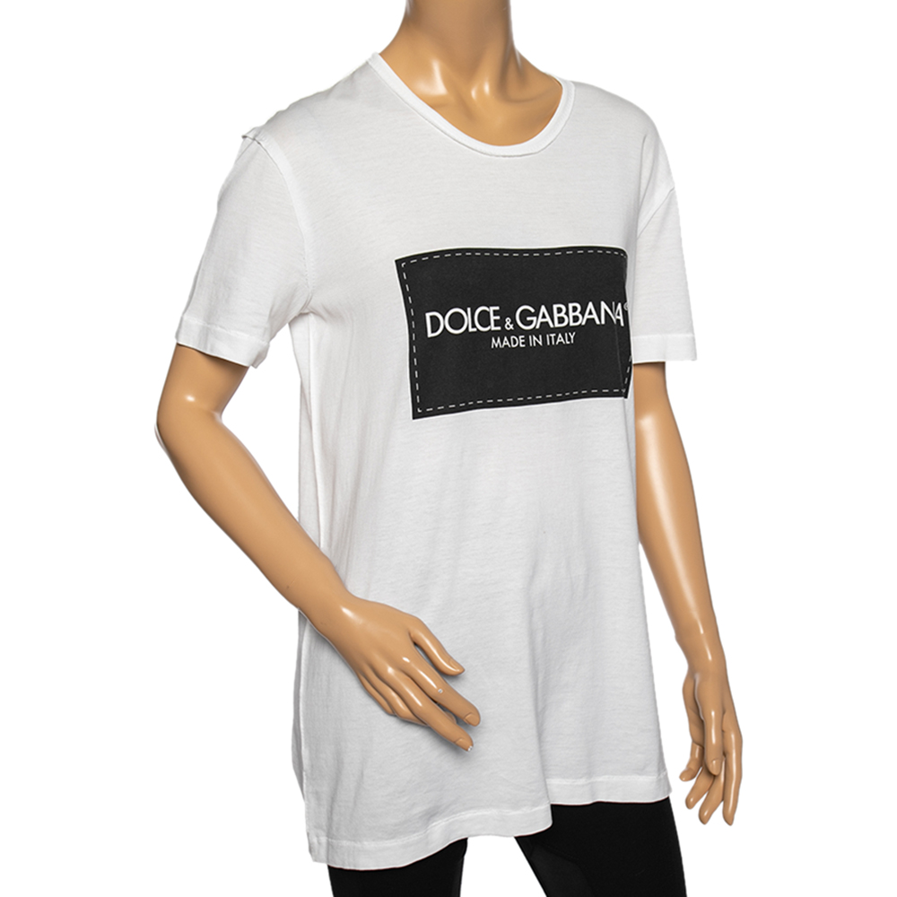 

Dolce & Gabbana White Logo Print Cotton Short Sleeve T-Shirt