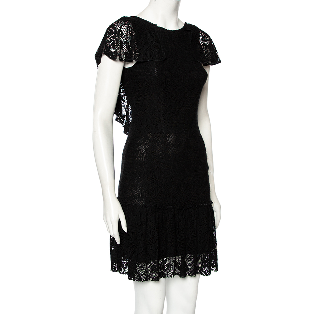 

Dolce & Gabbana Black Crochet Lace Flared Hem Detailed Dress