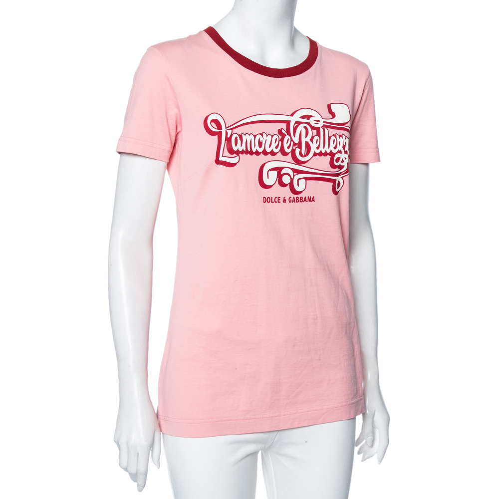 

Dolce & Gabbana Pink Printed Cotton Short Sleeve T-Shirt