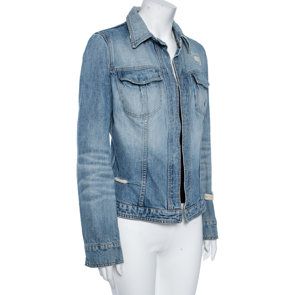 

Dolce & Gabbana Vintage Blue Distressed Denim Open Front Jacket