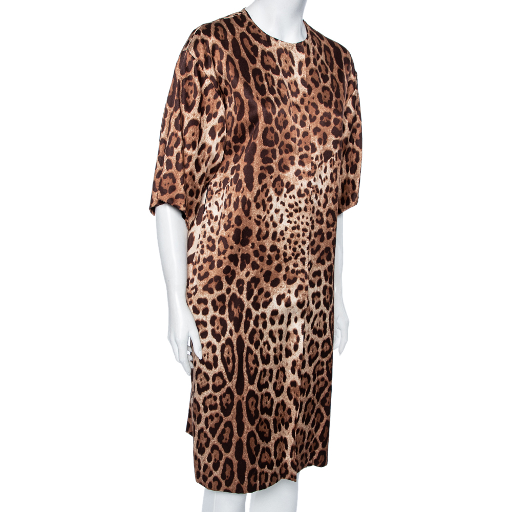 

Dolce & Gabbana Animal Printed Silk Coat, Brown