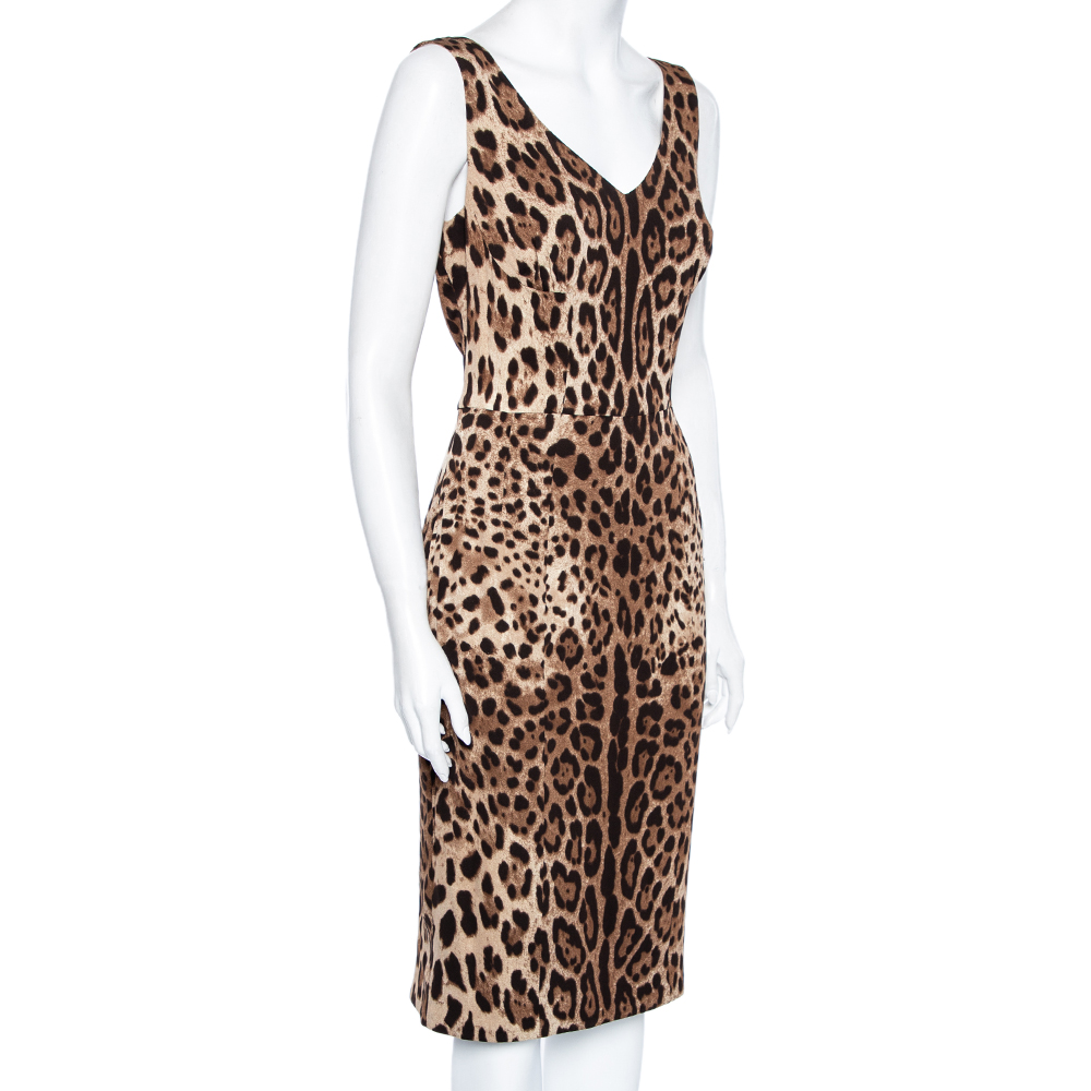 

Dolce & Gabbana Brown Animal Printed Silk Sleeveless Dress