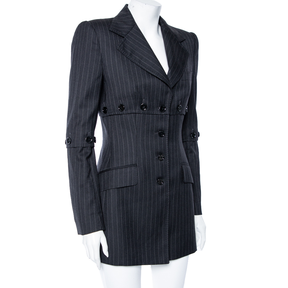 

Dolce & Gabbana Grey Pinstriped Wool Blazer