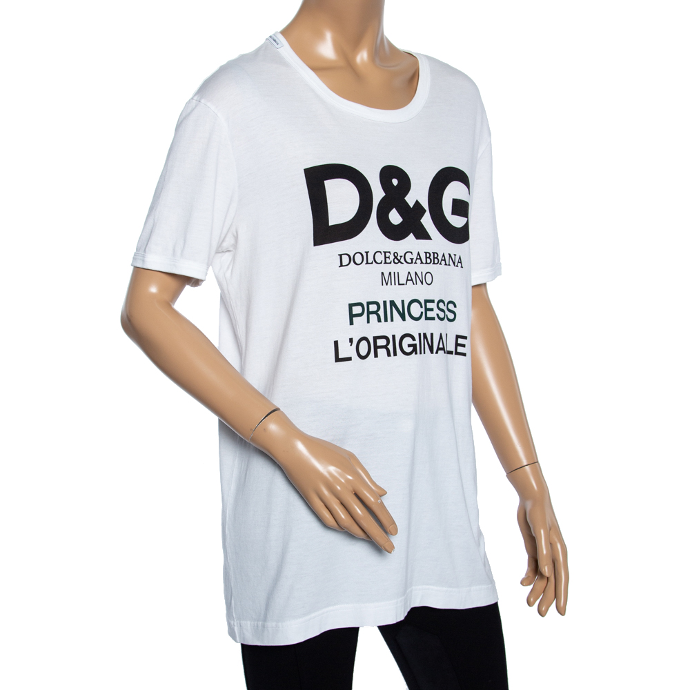 

Dolce & Gabbana White Cotton Princess Logo T-Shirt