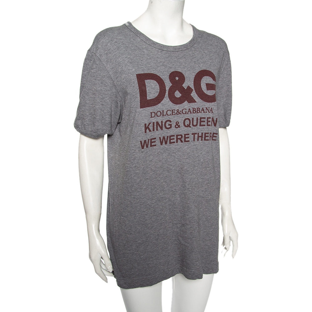 

Dolce & Gabbana Grey Cotton King & Queen Print T Shirt