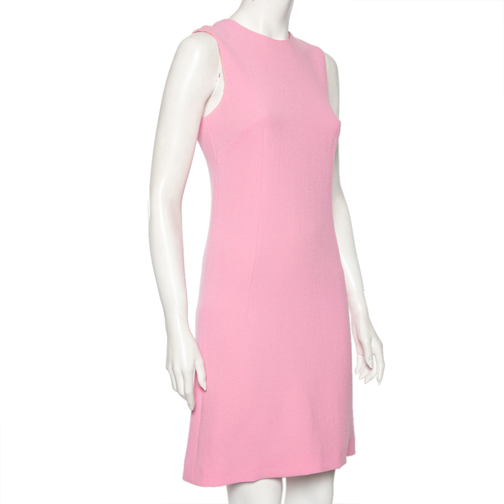 

Dolce & Gabbana Pink Textured Wool Button Detailed A-Line Dress
