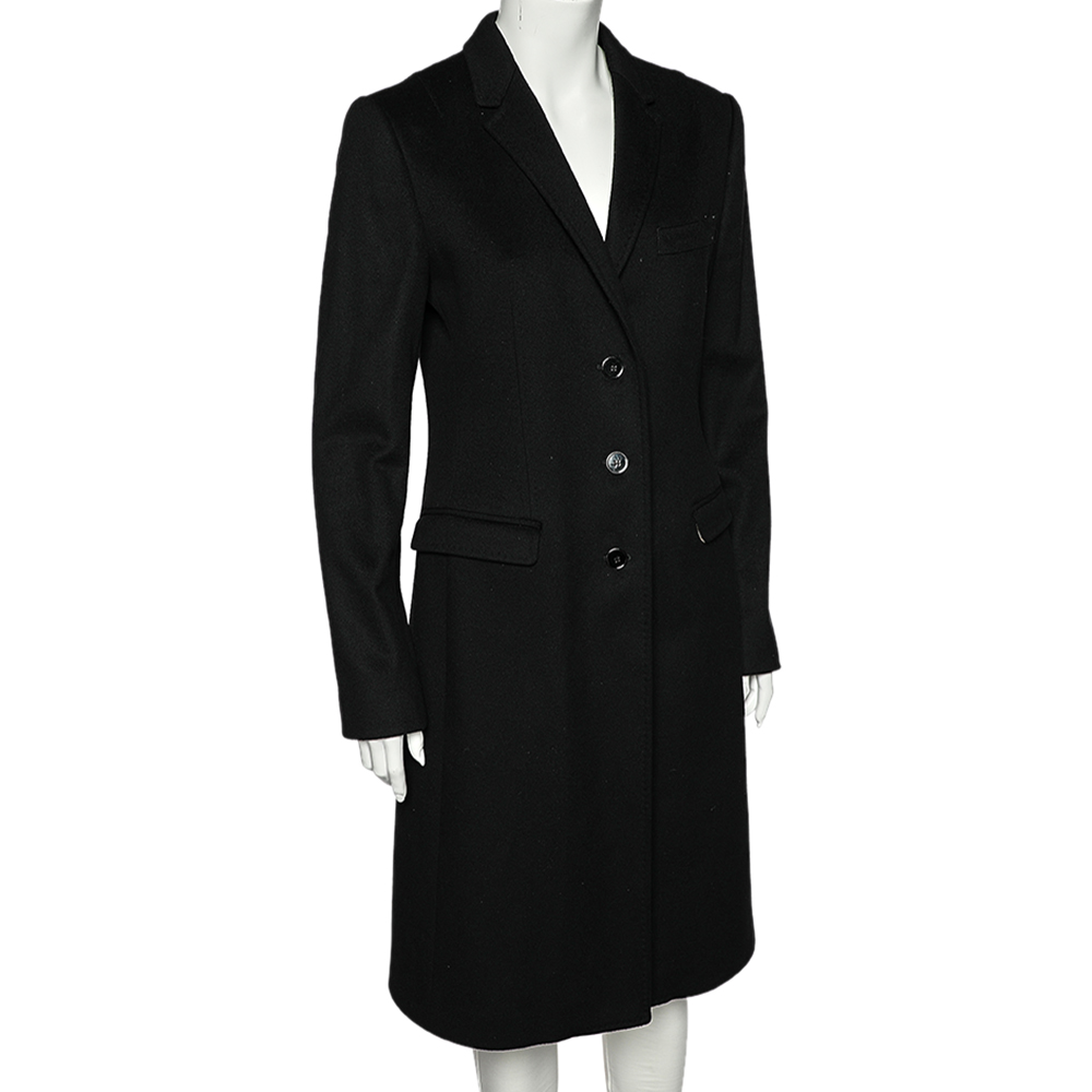 

Dolce & Gabbana Black Wool & Cashmere Button Front Coat