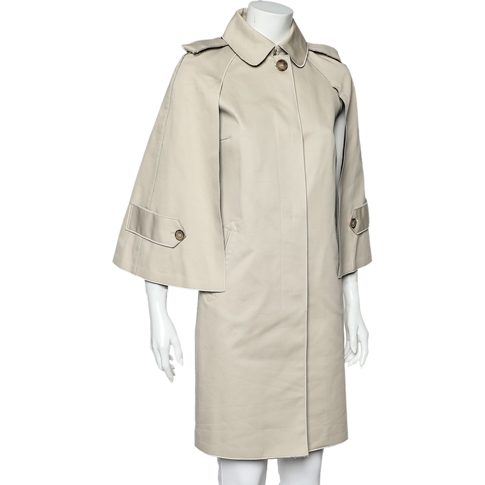 

Dolce & Gabbana Beige Wool Cape Overlay Detailed Trench Coat