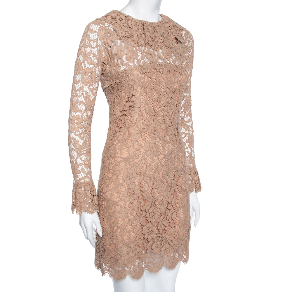 

Dolce & Gabbana Beige Lace Long Sleeve Mini Dress