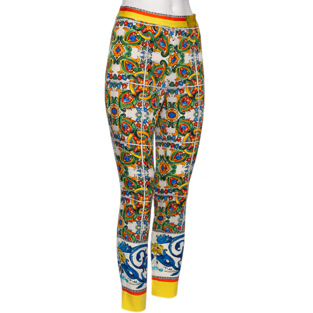 

Dolce & Gabbana Multicolor Majolica Print Tapered Pants