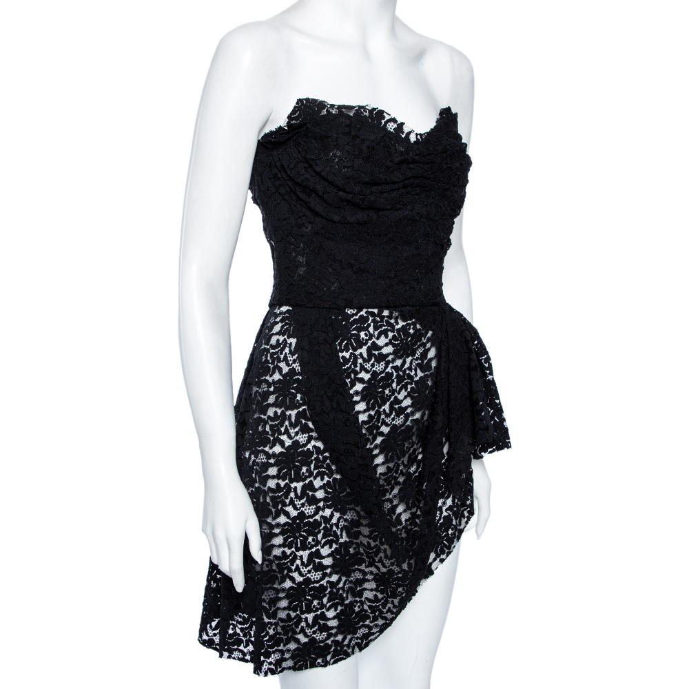 

Dolce & Gabbana Black Lace Strapless Mini Dress