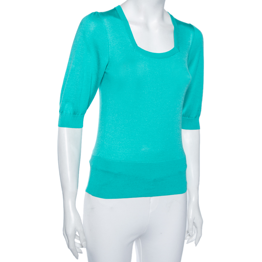 

Dolce & Gabbana Blue Silk Knit Top