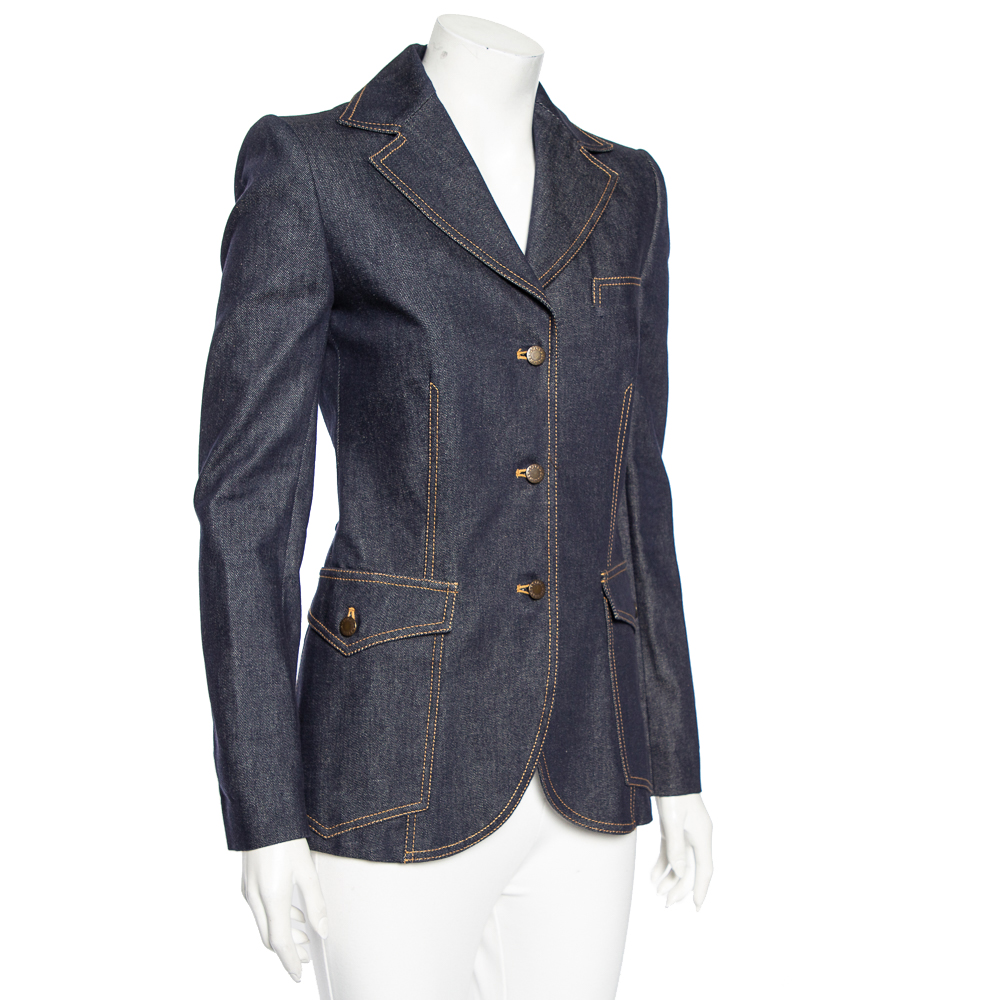 

Dolce & Gabbana Vintage Blue Denim Single Breasted Blazer