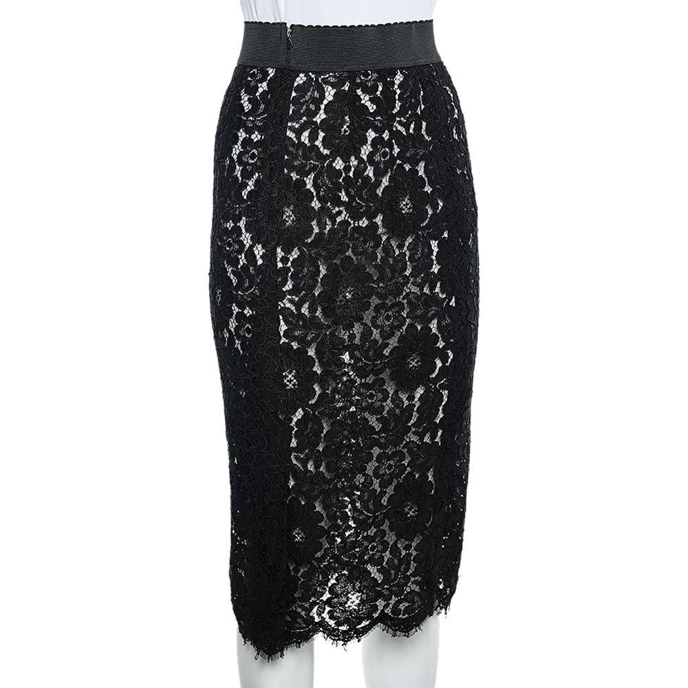 

Dolce & Gabbana Black Lace Pencil Skirt