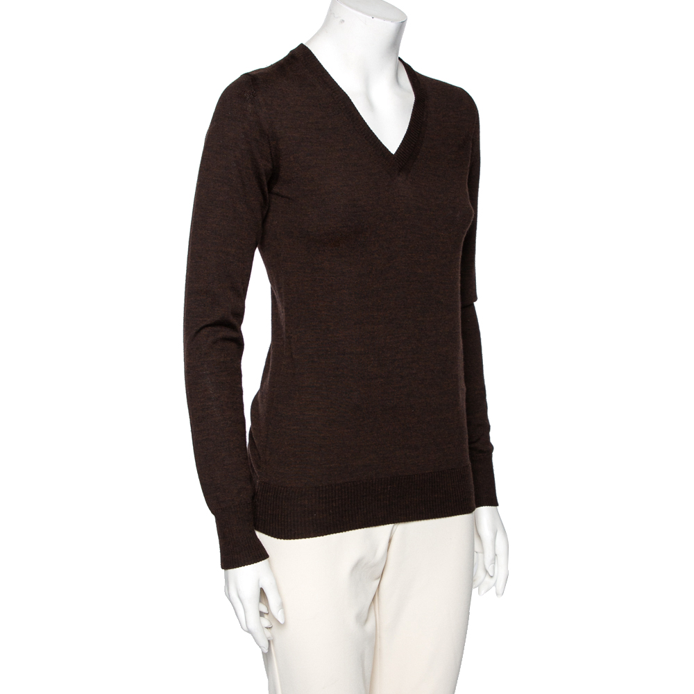 

Dolce & Gabbana Brown Knit V-Neck Long Sleeve Sweater
