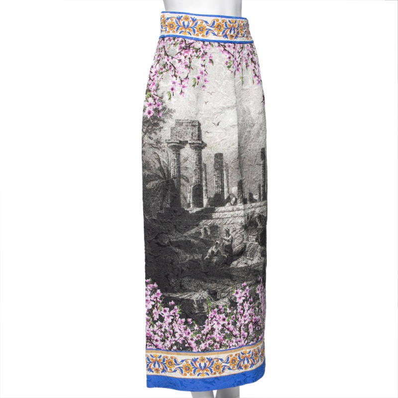 

Dolce & Gabbana Multicolored Printed Brocade Midi Skirt, Multicolor