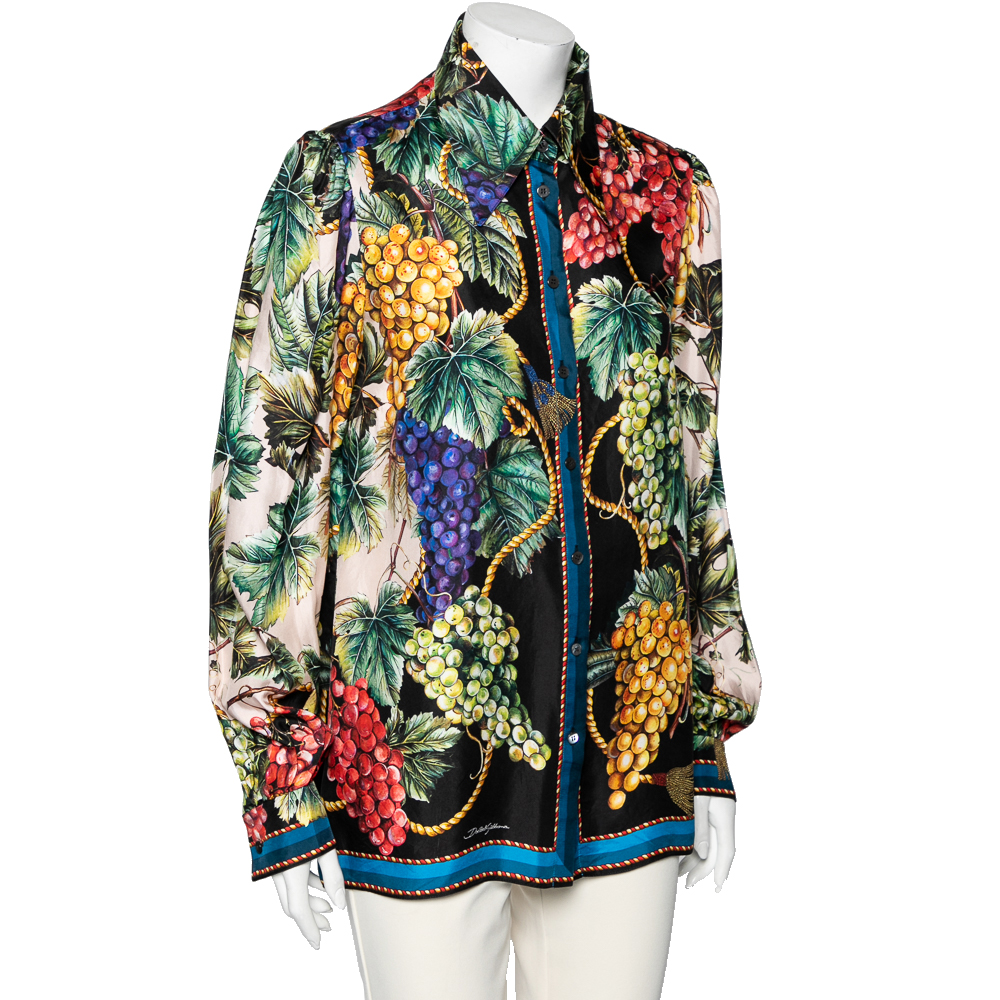 

Dolce & Gabbana Multicolor Grape Printed Silk Shirt