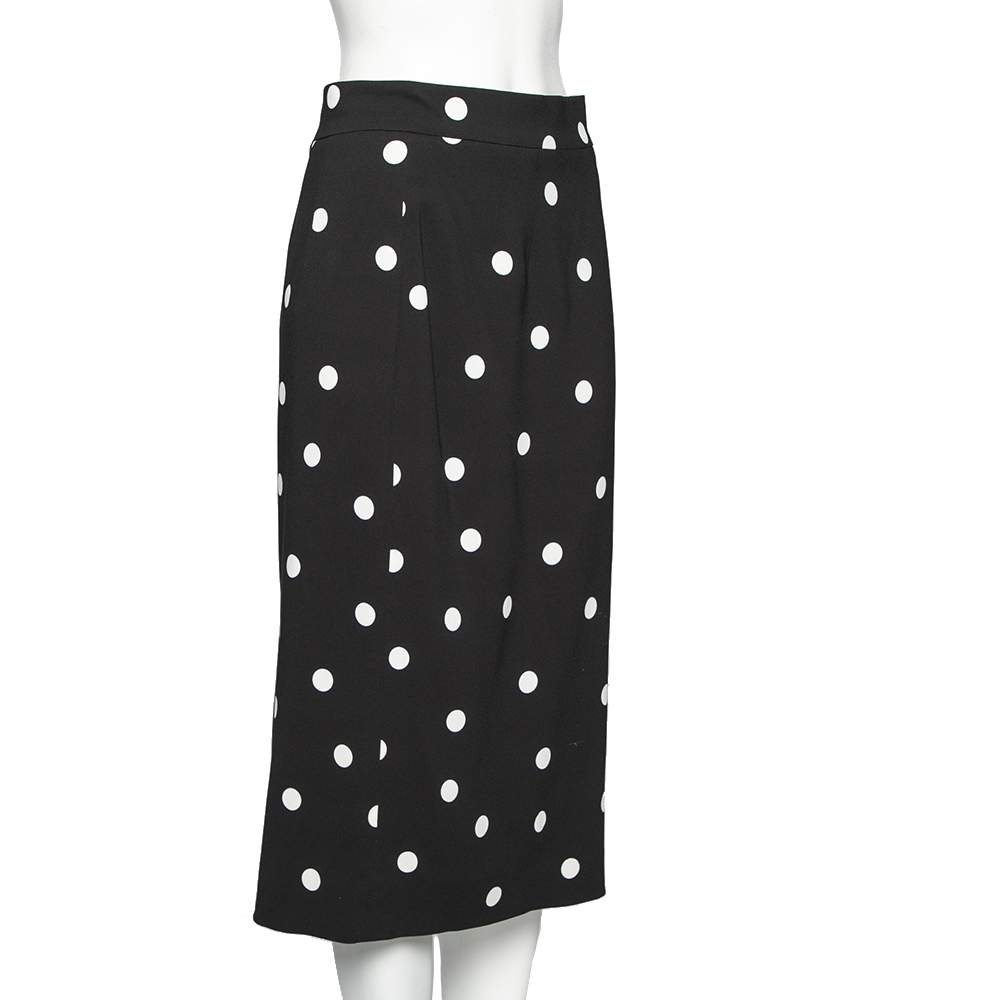 

Dolce & Gabbana Black Polka Dotted Crepe Pencil Skirt