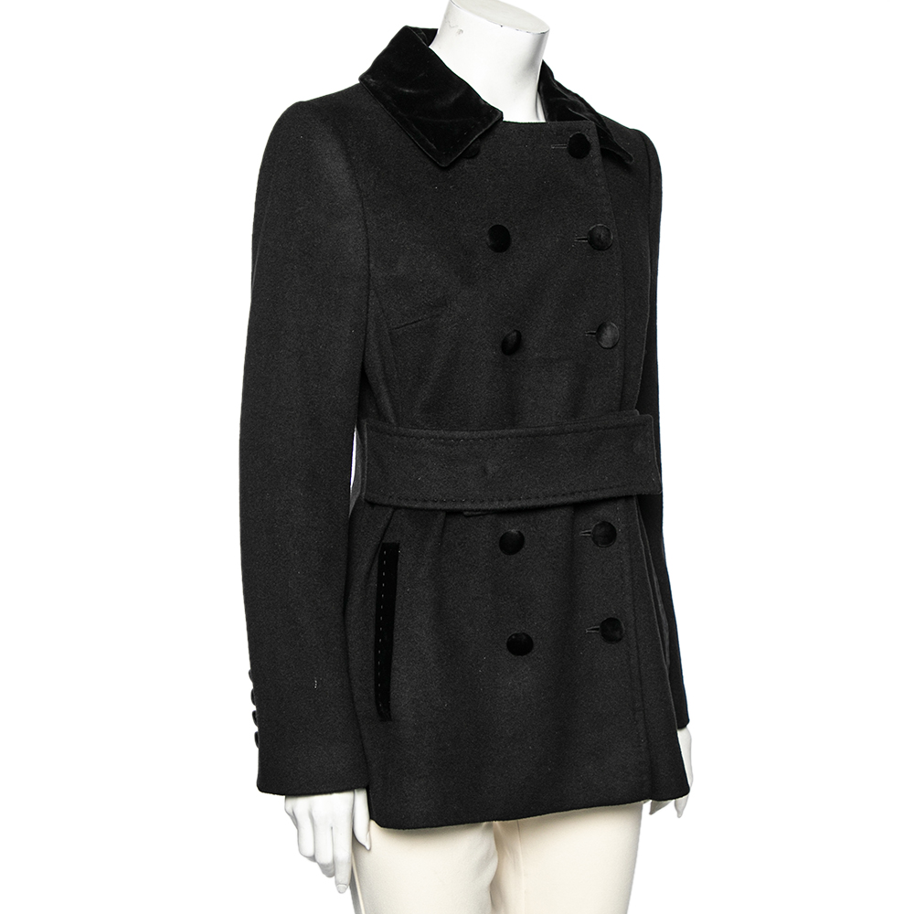 

Dolce & Gabbana Black Wool Double Breasted Short Coat