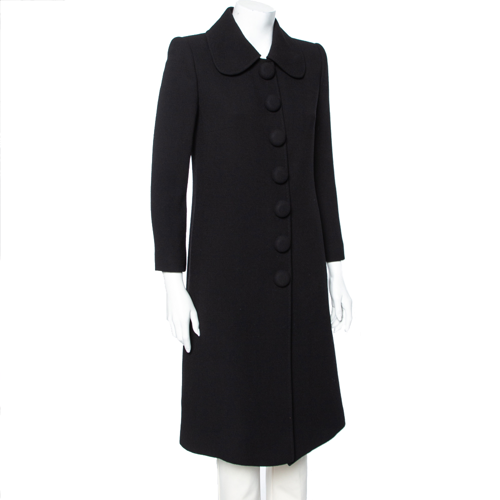 

Dolce & Gabbana Black Textured Wool Button Front Coat