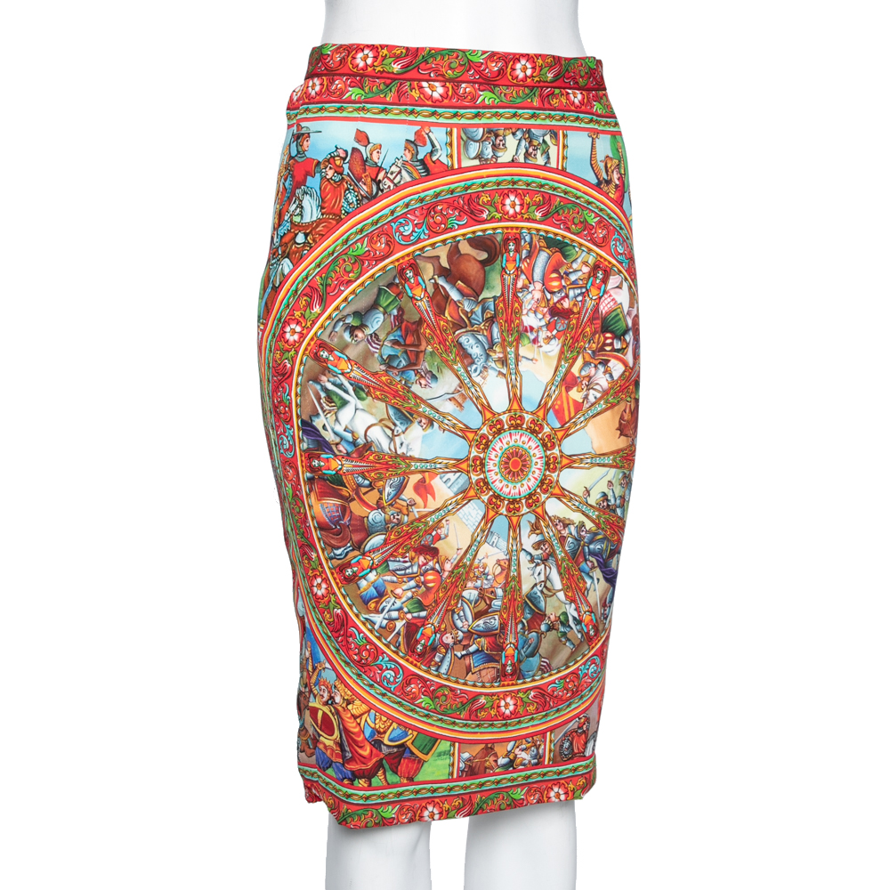 

Dolce & Gabbana Multicolor Printed Crepe Midi Skirt