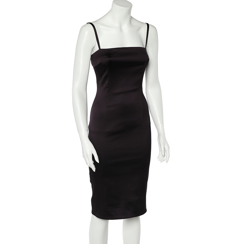 

Dolce & Gabbana Dark Purple Stretch Satin Sleeveless Sheath Dress