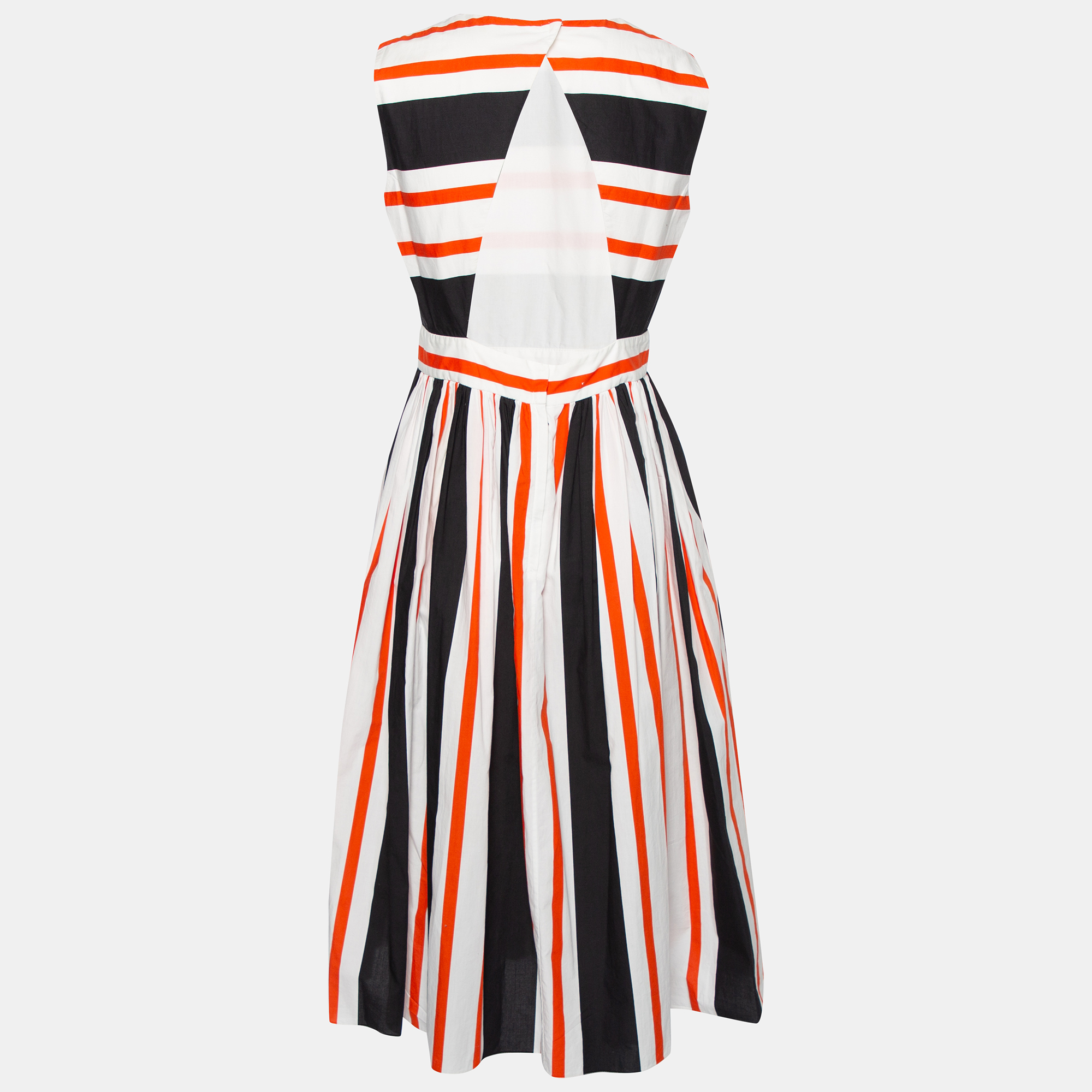 

Dolce & Gabbana Multicolor Striped Cotton Cut Out Back Midi Dress