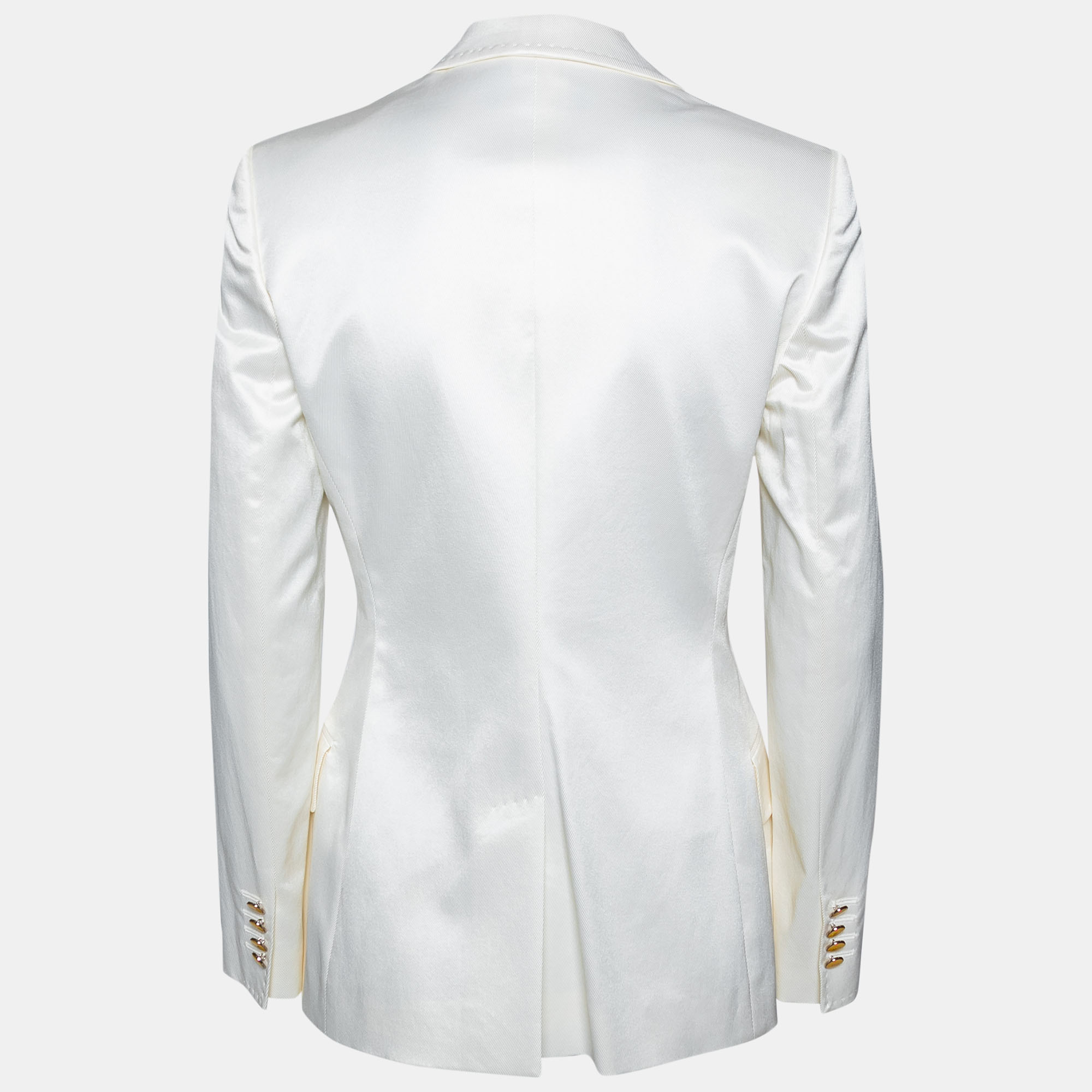 

Dolce & Gabbana Off White Cotton Twill Single Breasted Blazer