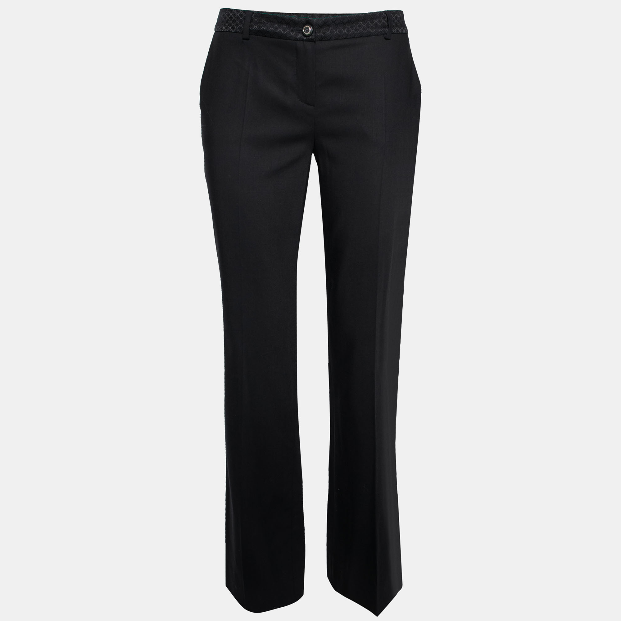 Pre-owned D & G Black Crepe Wool Tapered Pants M