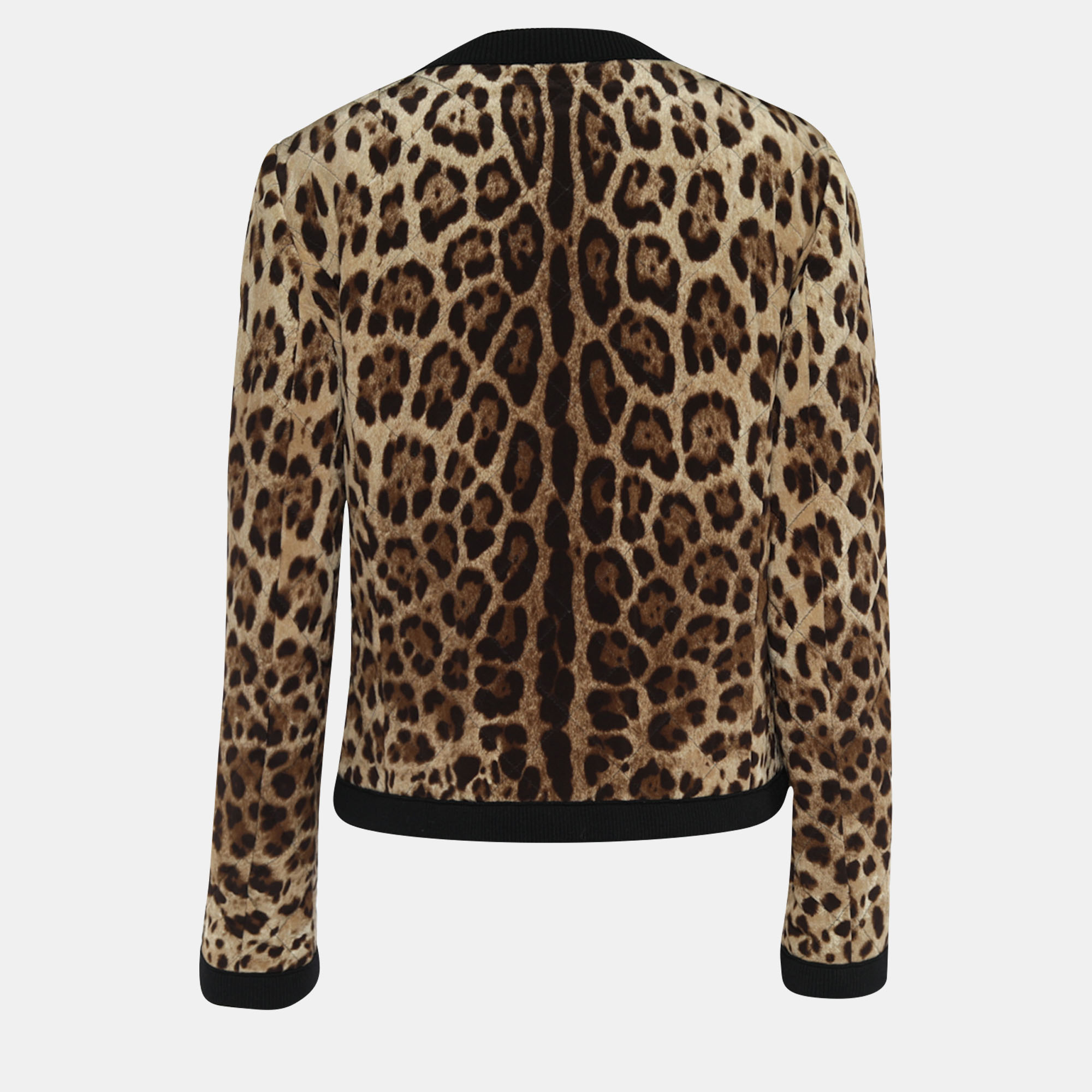 

Dolce & Gabbana Brown Leopard Print Quilted Jacket